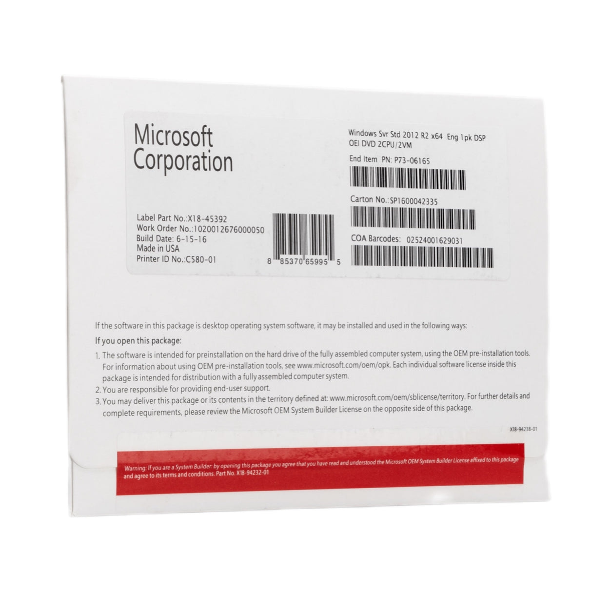 Windows Server 2012 R2 Standard OEM